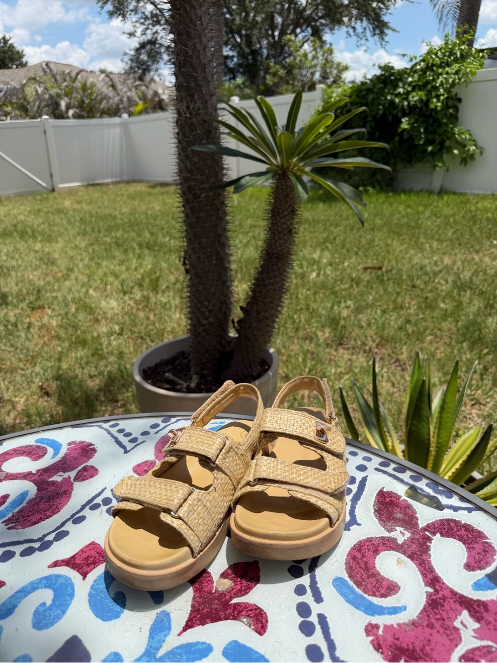art class Tan Woven Kids Sandals with Adjustable Straps